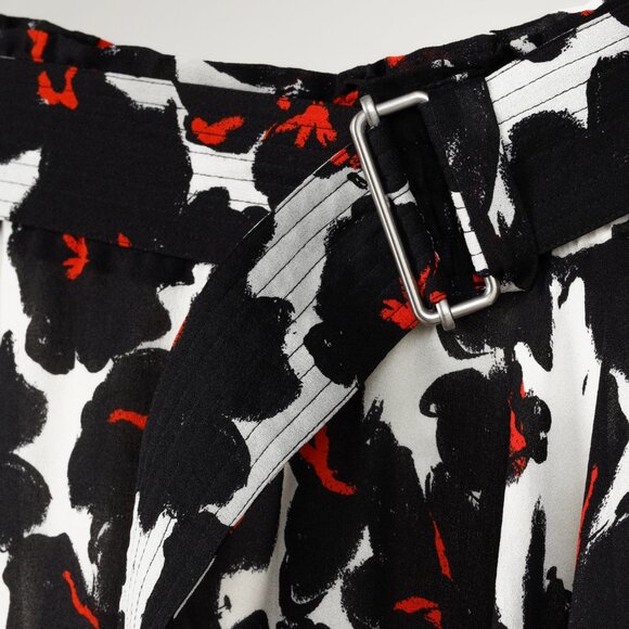 A.L.C. White & Black Bias Silk Painted Floral Skirt - Picture 8 of 11
